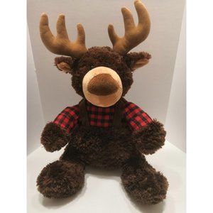 Aurora Lumberjack Moose 16" Bear Plush Stuffed Animal Plaid Overalls 2018